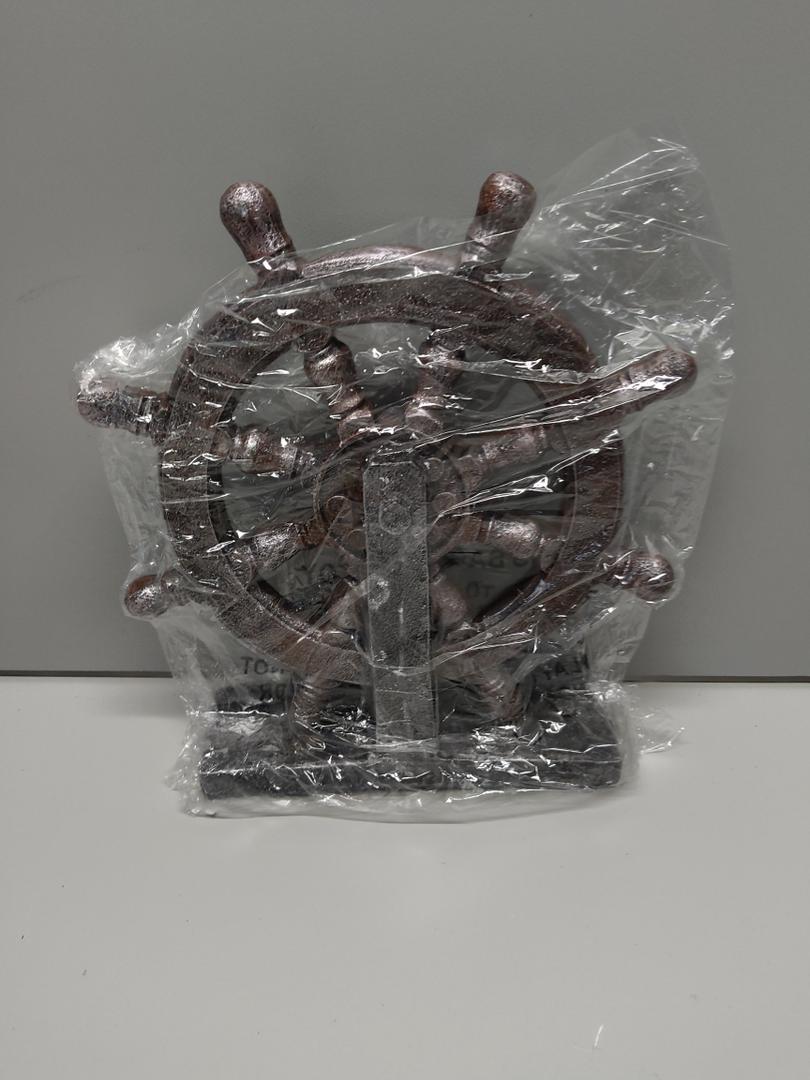 JTSTAN Ship Steering Wheel Boat Sculpture Decor Nautical Rudder Figurine Resin Handicraft Statue Model for Bookshelf Desktop Ornaments Home Decoration