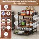 Plaviya Coffee Bar Station Organizer, 4 Tier K Cup Organizer Mug Holder with 12 Hooks, Coffee Pod Holder, Multifunctional Countertop Organizer for Kitchen