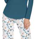 WiWi Pajamas for Women Long Sleeve Set Soft Casual Pj Cooling Viscose from Bamboo 2 Piece Lounge Sets with Pockets S-XXL, White/ Green Dots, XX-Large
