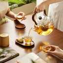 Glass Teapot with Removable Loose Tea Infuser, 50oz Stovetop Safe Glass Tea Kettle for Loose Leaf Tea, 1500ml Borosilicate Clear Tea Pot for Blooming Tea, Heat Resistant