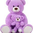 MorisMos Mom and Baby Giant Teddy Bear, 39inch Soft Big Teddy Bears Stuffed Animal Plush for Baby Shower, Purple
