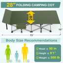 ZENPETIO Camping Cot for Adults - Heavy-Duty Cot Bed with Mattress, Portable Sleeping Cots for Outdoor Indoor, 1200D Oxford Folding Cots for Home Travel, Max load 500LBS, Fits People up to 6'3", Green