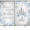 Once Upon a Time Backdrop 7x5ft Blue Floral Silver Castle Princess Fairy Tale Book Birthday Background Party Decorations for Girl Opening Magic Book Romantic Story Wall Decor Banner