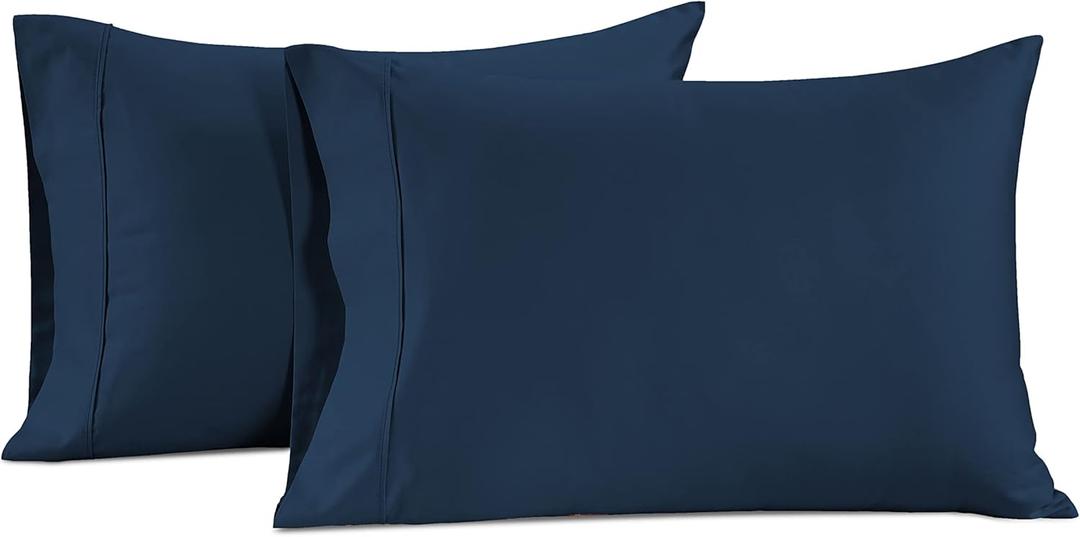 LANE LINEN Pillow Case Covers King Set of 2 100% Egyptian Cotton Sateen Soft Cool & Smooth 1000 Thread Count Cases - Denim (15: Dark Denim)
