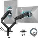ARES WING Dual Monitor Mount, Heavy Duty Monitor Arms for 2 Monitors for 17-35 Inch, Fully Adjustable Monitor Desk Stand with USB A/C for Ultrawide Screen, VESA 75x75 or 100x100mm, Black