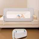 BABELIO Bed Rail for Toddlers, 59" Wide Swing Down & Adjustable Height Toddler Bed Rails for Kids/Elderly/Adults, Baby Side Railing for Twin/Full/Queen/King Size