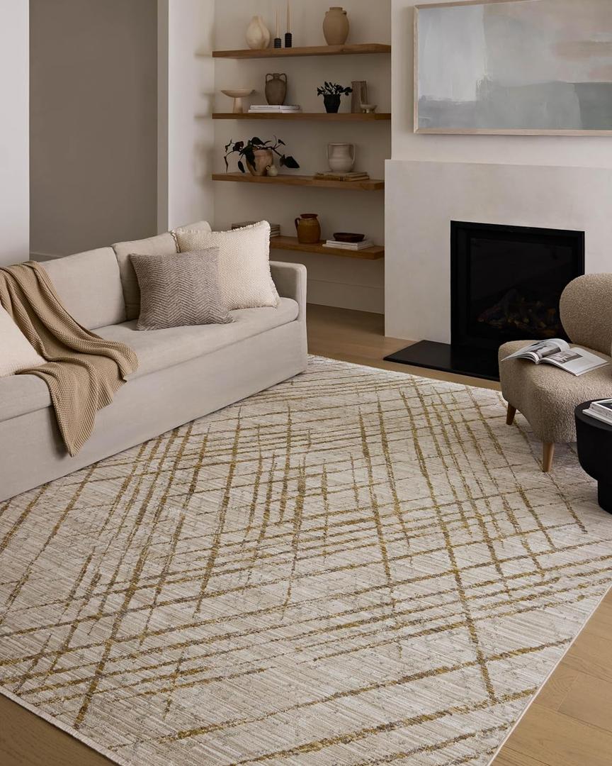 Loloi Wade Collection WAE-04 Beige/Gold 7'-10" x 10' Area Rug