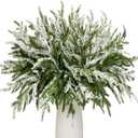 24Pcs Norfolk Pine Branches Stems 13.5" Artificial Pine Needles Sprigs Norfolk Pine Garland Accessories Vase Fillers Winter Fake Christmas Tree Picks Greenery Sprays for DIY Wreaths (24, Frost)