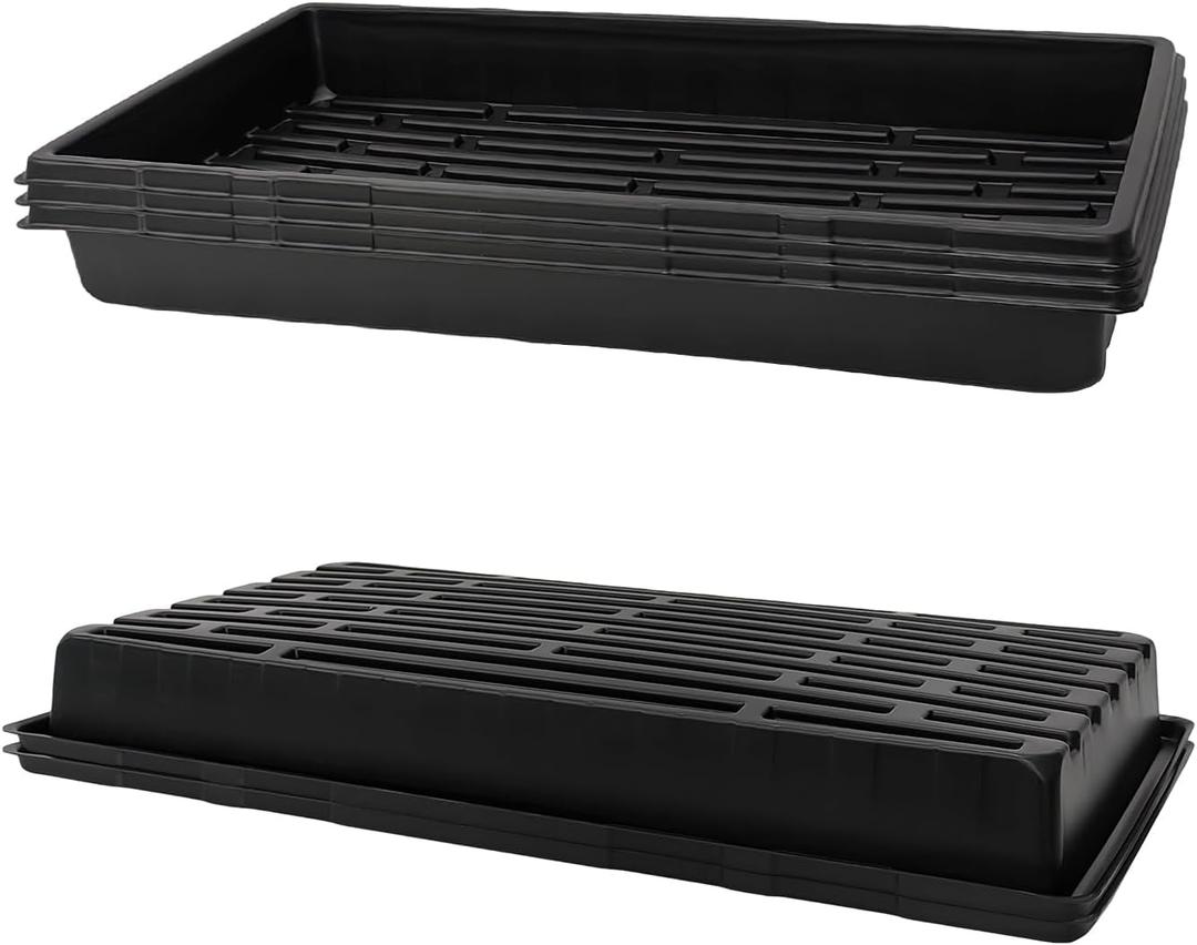 Plant Growing Nursery, Standard 1020 Trays Plastic Sturdy Farmer Self Seedling Tray for Microgreens Indoor Nursery Pots Transplantation (5-Pack, 21.6"11.2", 2.52" Deep, no Holes)