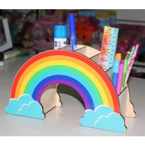 Pen Pencil Holder Desk Organizer, Rainbow Home Office Desk Organizer Pen Storage Stand,Desktop Stationery Organizer for Women Kids Students School Art Supplies Classroom Organization