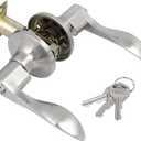 Aexit Zinc Alloy Cabinet Hardware Brushed Nickel Finish Lever Handle Door Knob Lock lockset w Latches 3 Keys