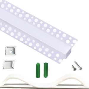 Plaster-in Trimless Ceiling Recessed LED Strip Channel Diffuser 5-Pack 3.3FT,Continuous Silicone Cover with Bilateral Upper Flange,Wide Aluminum Drywall Track (5X3.28FT, Bilateral Upper-Flanged)
