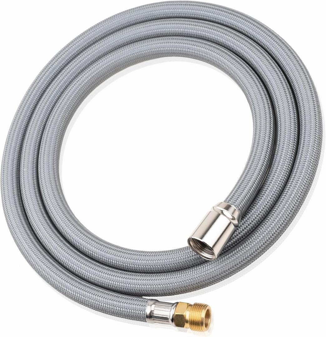 M922367-007220A Kitchen Faucet Hose Replacement for American Standard, Pull down Pull Out Faucet Sink Hose Sprayer Faucet Part, Brass Adapter, 59in,150cm, Gray