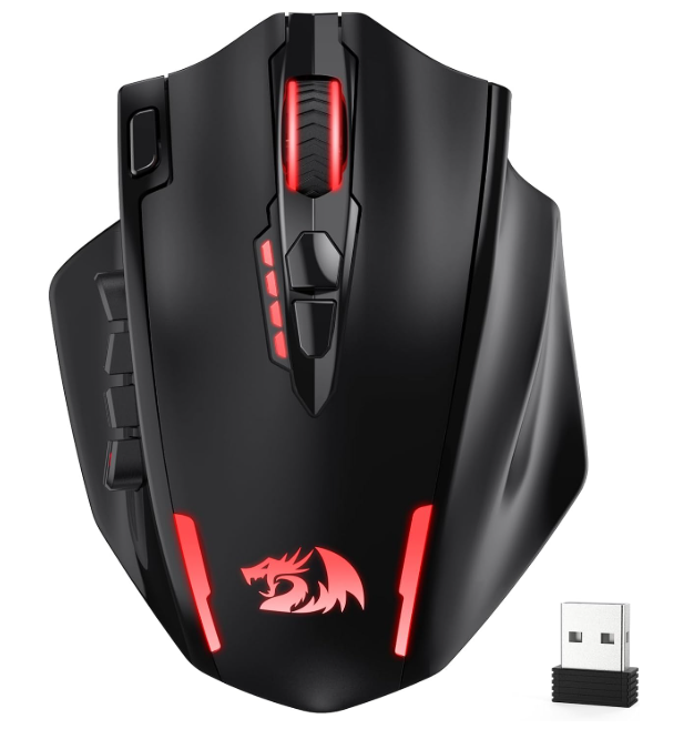 Redragon M913 MAX Wireless Gaming Mouse, 26000 DPI MMO Optical Mouse with 16 Programmable Buttons, BT & 2.4G Wireless, Software Supports DIY Keybinds