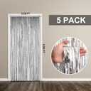 5 Pack Foil Curtain Backdrop Silver Metallic Tinsel Foil Fringe Curtains Photo Booth Props for Birthday Wedding Engagement Baby Shower Bachelorette Christmas Holiday Celebration Party Decorations