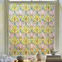 3D Stained Glass Window Film, Decorative Window Privacy Film for Bathroom,Front Door,Home, Sun Blocking Heat Control,Static Cling,Daisy, 23.6inch x 35.4inch