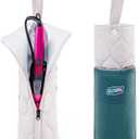 Heat Resistant Hair Tool Organizer Bag with Hanging Loop, Portable Travel Case for Flat Irons, Curling Irons, Hair Straighteners & Hot Styling Tools, 13.5" Heat-Proof Storage Cover with 2 Pockets (Ivory - Teal)