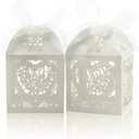 COTOPHER Laser Cut Boxes 60pcs Thank You Gift Boxes Wedding Party Favor Boxes Lace Candy Boxes for Wedding Bridal Shower Baby Shower Birthday Party Decorations with Ribbons (2x2x2.75inch, White, 60) (60 Count (Pack of 1))