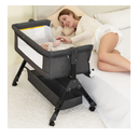Baby Bassinet, Bedside Bassinet for Baby, 3 in 1 Bassinet Bedside Sleeper with Wheels, Mosquito Net, Adjustable Easy Folding Portable Bed for Infant Newborn (Dark Grey)