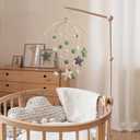 Crib Mobile Arm - Imitation Wood - 18 Inch Foldable Mobile Arm for Crib - Mobile Hanger for Crib - Crib Toys Attachments - Holder for DIY Clamp Mobile
