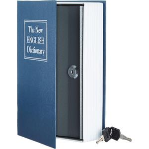 Amazon Basics Book Safe, Money Saving Box, Save for Money, Secret Hidden Metal Lock Box, Money Hiding, Key Lock, Large, Blue