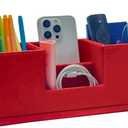 UnionBasic Desk Organizer, Desktop Caddy Leather Multi-compartment Pen Holder Office Stationer Organizer, Red