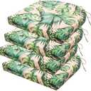 HOMELYSIAN Outdoor Chair Cushions Set of 4, 17 x 16 Inch Patio Chair Cushions for Outdoor Furniture, Water Resistant Outdoor Patio Chair Cushions with Non-Slip Ties(Tropical Rainforests)