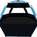 WhiteFang XL Pop Up Beach Tent Sun Shade Shelter for 3-4 Person with Blackout Shelter, UV Protection, Extendable Floor with 3 Ventilating Windows Plus Carrying Bag, Stakes, and Guy Lines (Solid Blue)