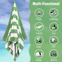 HENBAY Large Oversized Beach Towel - 35 x 70 Inch Microfiber Pool Towel, Green Striped Quick Dry Cabana Swim Towel