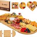 Charcuterie Board and Serving Set -Natural Bamboo Cheese Board Snack Tray Set with Magnetic - House Warming Gifts New Home, Wedding Gift, Bridal Shower Gift, Gifts for Mom & Women