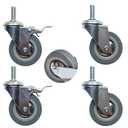 4 Pieces of Caster Wheels(3 inch),M10/M12,Silent Furniture Casters,Grey Rubber PVC,Heavy Duty Casters with Brakes,for Trolleys,Furniture(2 Brake + 2 no brakeM10) (M10, 2 brake + 2 no brake)