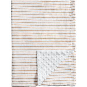 Meracorallo 30" x 40" Baby Blankets, Cozy Soft Muslin Fleece Nursery Blanket, Infant Toddler Bedding Crib Cot Stroller Blanket with Muslin Cotton Front and Minky Dotted Fleece Backing, Neutral Stripe