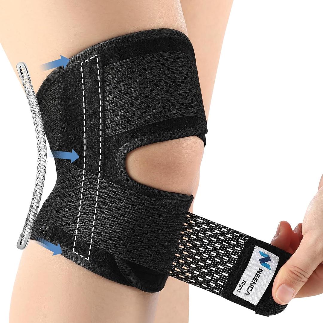 NEENCA Knee Brace for Knee Pain, Compression Knee Support with Air Mesh Fabric, Adjustable Knee Wrap with Side Stabilizers, Ultra-Soft Bandage for Elderly, Meniscus Tear, ACL, Arthritis Relief, Hiking, Size: X-Large