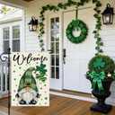 Artscope St Patricks Day Green Gnome Clover Garden Flag 12x18 Inch Double Sided for Outside, Welcome Shamrocks St.Patrick's Day Garden Flag for Holiday Yard Outdoor Decoration