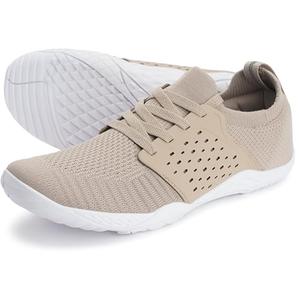 WHITIN Women's Low Zero Drop Shoes Minimalist Barefoot Trail Running Camping Size 6.5-7 Wide Toe Box Female Lady Workout Sneaker Tennis Taupe 37
