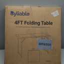 Folding Table 4 Foot Portable Heavy Duty Plastic Fold-in-Half Utility Table Small Indoor Outdoor Adjustable Height Folding with Carrying Handle, Camping and Party,White