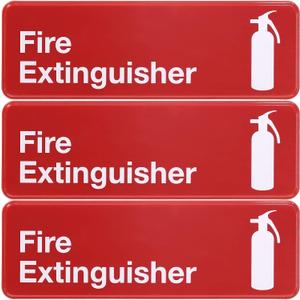 Fire Extinguisher 9x3" Plastic Business Sign 3 Pack (Red)