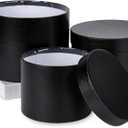 GnFlus Black Gift Box Round Gift Boxes with Lids Set of 3 Nesting Gift Boxes for Presents Assorted Sizes Flower Boxes for Arrangements Birthday Wedding Bridesmaid Graduation Christmas Party Gift Bags