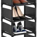 Vertical Shoe Rack, 10 Tier Narrow Shoe Rack for Closet & Entryway, Space Saving Tall Shoe Organizer for Small Spaces, Sturdy Metal Stackable Shoe Shelf Tower for Boots & Heels, Black