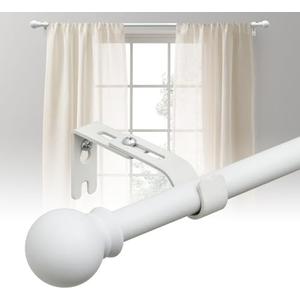 BsBsBest Curtain Rods for Windows 28 to 50 Inch 5/8 Inch Small Curtain Rods White Adjustable Renter Friendly Curtain Rod for Bedroom Windows Drapery Rods With Brackets