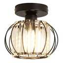 YYJLX Semi Flush Mount Ceiling Light Fixture Antique Small Crystal Chandelier Indoor Lighting for Bathroom Hallway Cafe Bar Porch Hall（Black）