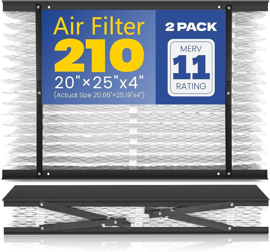 2-Pack 210 Replacement Filter Compatible with Aprilaire Whole House Air Purifiers, Models 1210, 1620, 2210, 2216, 3210, 4200, MERV 11, Size: 20x25x4(Actual Size 20.66''x25.19"x4)