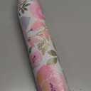 Peach Peony Shelf and Drawer Liner 12IN x 20FT, Non-Adhesive and Strong Non-Slip Floral Cabinet Drawer Liners for Kitchen Shelf, Waterproof Cupboard Liners, Easy to Clean