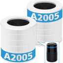 A2005 Replacement Filter Compatible with A2005 Air Purifier, 3-In-1 HEPA Activated Carbon Filter for Smoke Dust Odors Pollen Pet Dander Quiet 99.9% Removal to 0.3 Microns for Home Bedroom