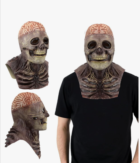 Bulex Skull Mask - Scary Full Head Skeleton Headgear - Realistic Halloween Cosplay Latex Horror Mask