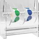 Adjustable Label Dispenser, Acrylic Sticker Roll Holder Dispenser Sticker Holder Label Stand for Holding Office and Home (Size:4 Disks)