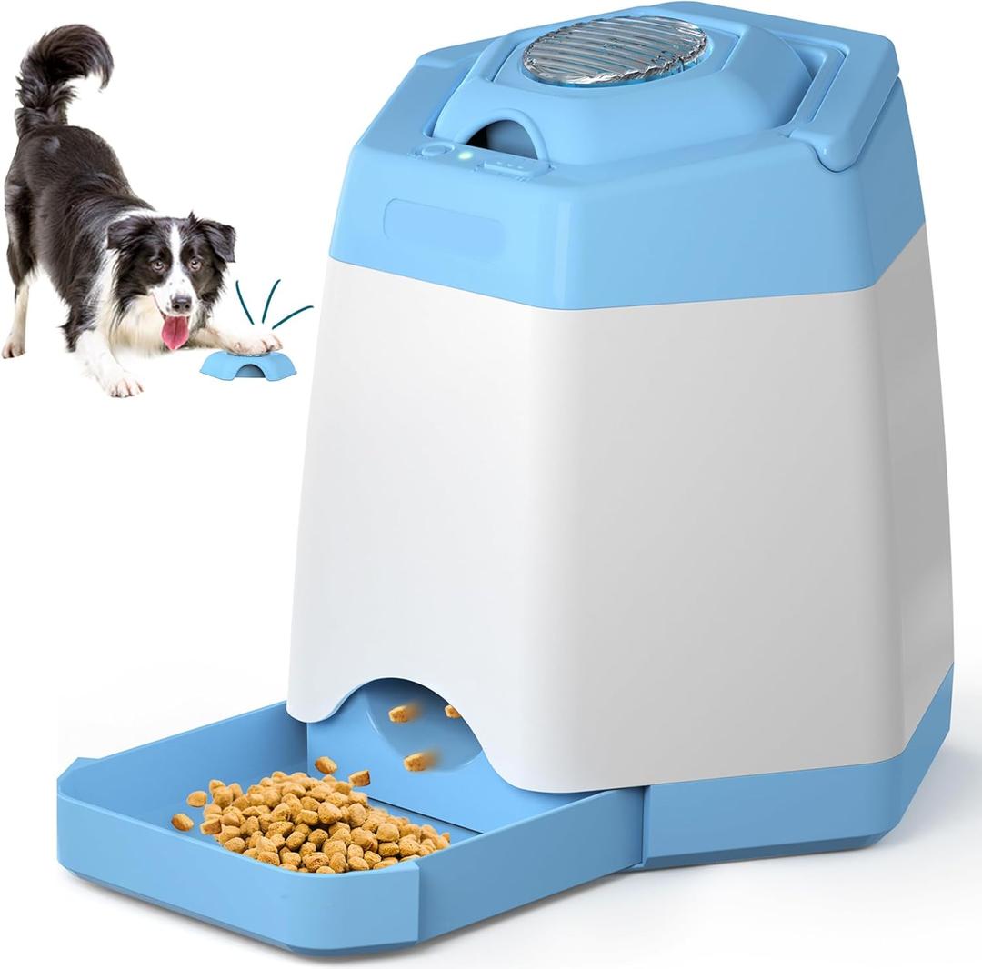 PETNF Rechargeable Dog Treat Dispenser with Button - 400ml Large Capacity Automatic Pet Puzzle Feeder, Interactive IQ Training Toy for Dogs