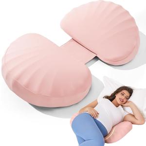 Pregnancy Pillow for Sleeping Memory Foam Pillow for Side Sleeper, Maternity Pillow Support for Back, Belly, HIPS for Pregnant Women, Portable and Adjustable Travel Wedge Pink