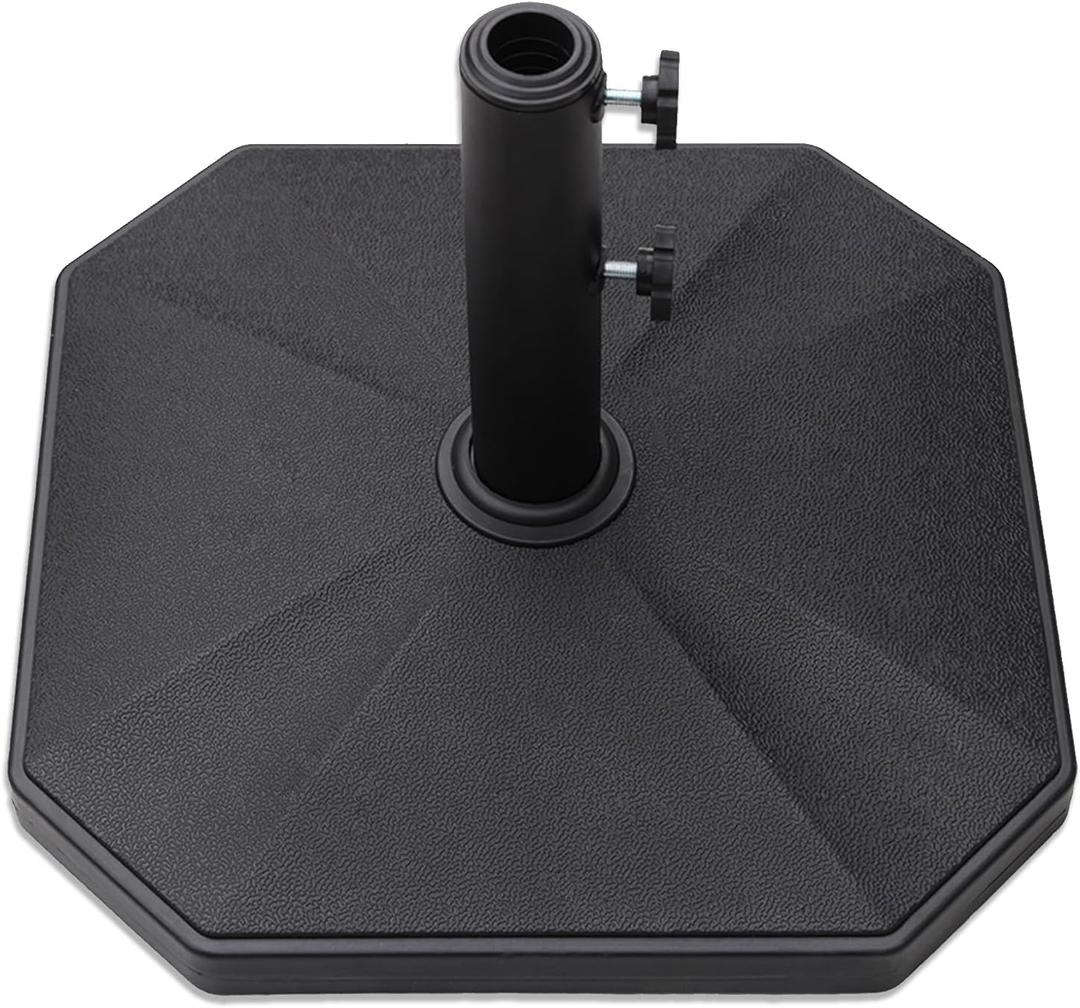 Helios&Hestia 40 lb Square Plastic Built-in Cement Outdoor Umbrella Base, Heavy Duty Concrete Stand Weight for Patio Market Table Umbrella, Black