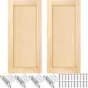 Cinnvoice 2 Pcs 13.25'' W x 29'' H Unfinished Pine Kitchen Cabinet Door Replacement with 4 Pcs Cabinet Hinges Wood Shaker Door Front Replacement for Kitchen, Bathroom, Vanity
